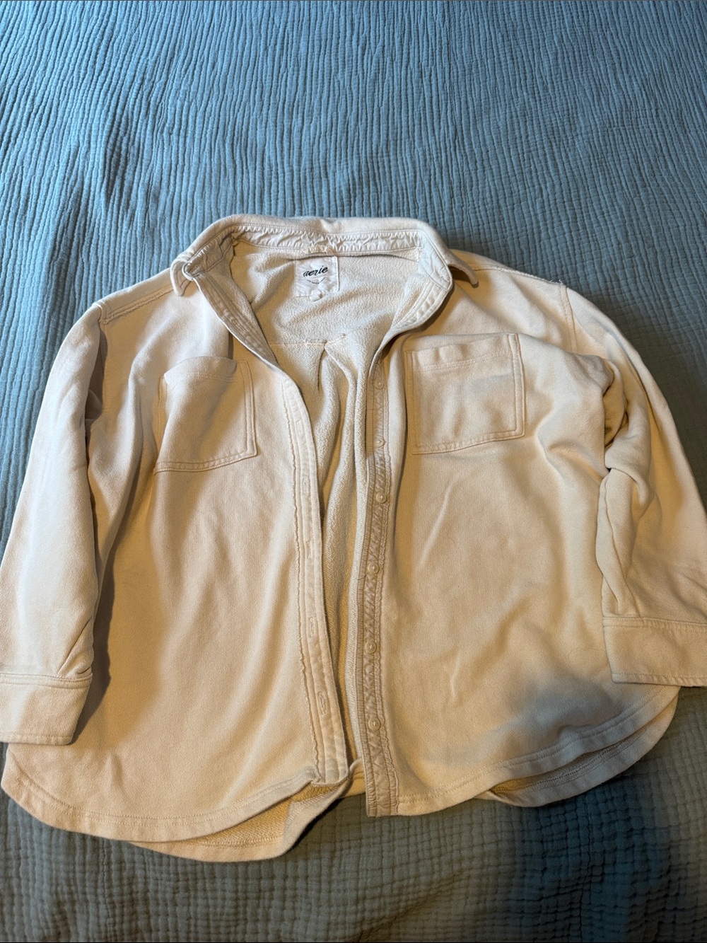 aerie Cream Fleece Utility Jacket